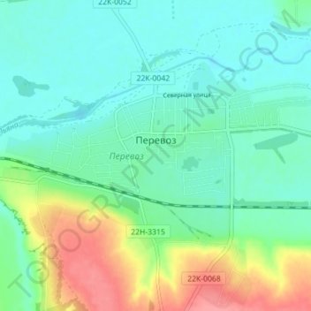 Перевоз topographic map, elevation, terrain