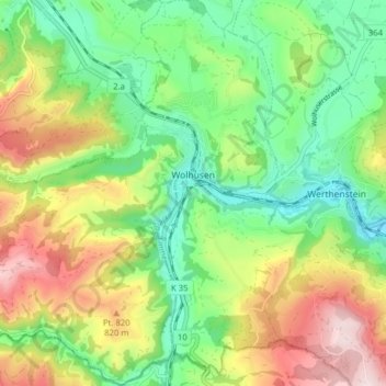 Wolhusen topographic map, elevation, terrain