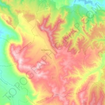 Sidi Bakhti topographic map, elevation, terrain