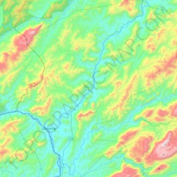 Pak Ou District topographic map, elevation, terrain