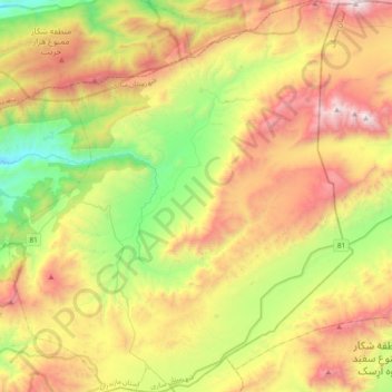 دهستان پشتکوه topographic map, elevation, terrain