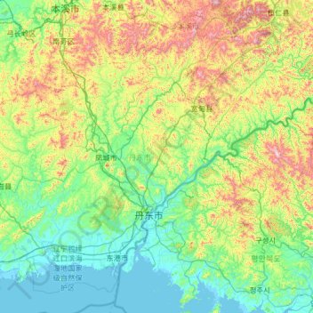 Dandong City topographic map, elevation, terrain