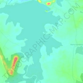 Hurulu wewa topographic map, elevation, terrain
