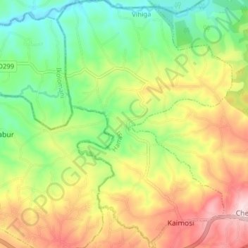 Muhudu ward topographic map, elevation, terrain