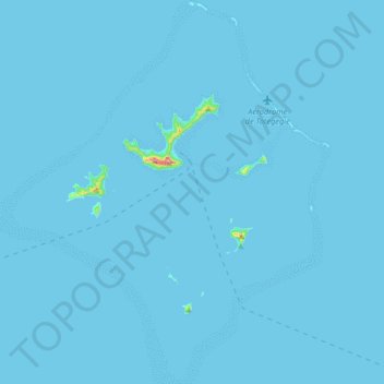 Îles Gambier topographic map, elevation, terrain