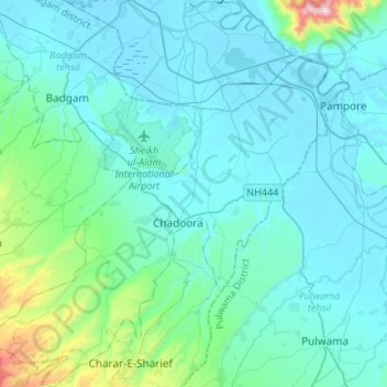 Chadoora topographic map, elevation, terrain