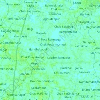 Bishnupur - I topographic map, elevation, terrain