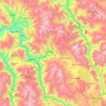 Acomayo topographic map, elevation, terrain