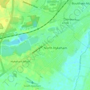 North Hykeham topographic map, elevation, terrain