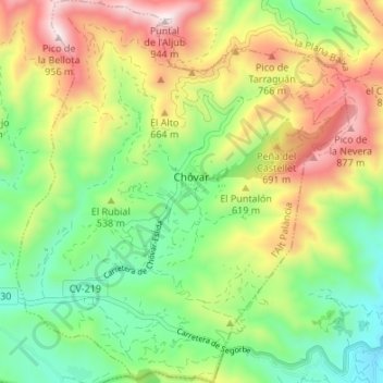 Chóvar topographic map, elevation, terrain