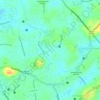 Karuvissery topographic map, elevation, terrain