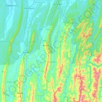 Kolasib topographic map, elevation, terrain