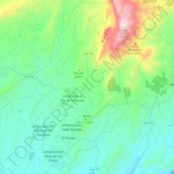 Busot topographic map, elevation, terrain