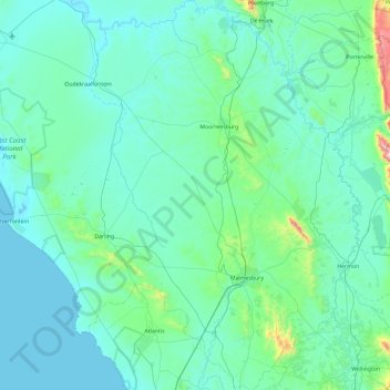 Swartland Local Municipality topographic map, elevation, terrain