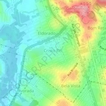 Cristo Rei topographic map, elevation, terrain