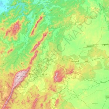 Noamundi topographic map, elevation, terrain