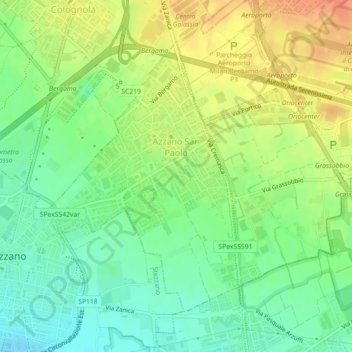 Azzano San Paolo topographic map, elevation, terrain