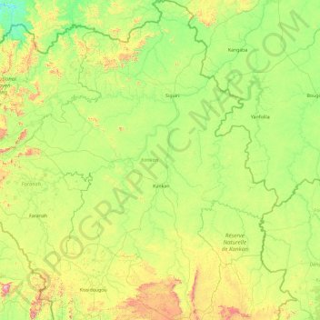 Kankan Region topographic map, elevation, terrain