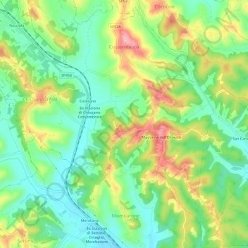 Cossombrato topographic map, elevation, terrain