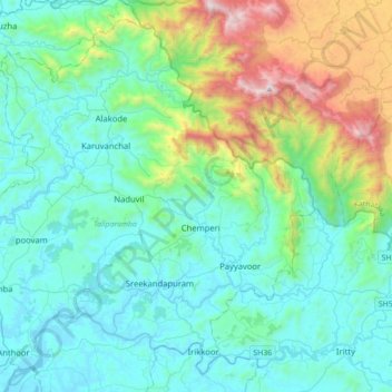 Irikkur topographic map, elevation, terrain