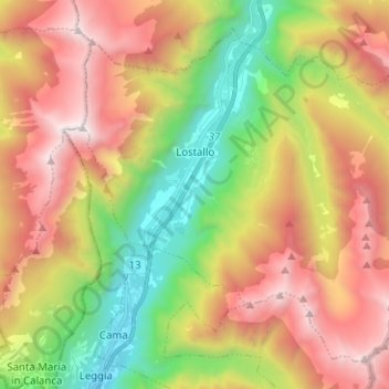 Lostallo topographic map, elevation, terrain