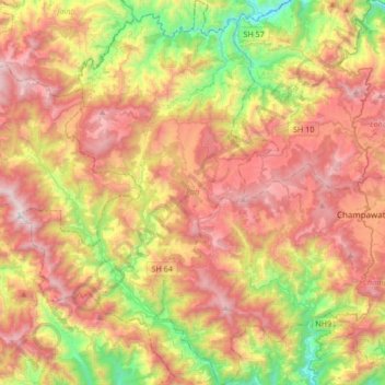 Pati topographic map, elevation, terrain