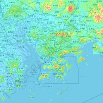 深圳市 topographic map, elevation, terrain