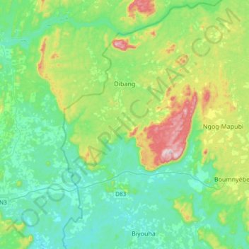 Dibang topographic map, elevation, terrain