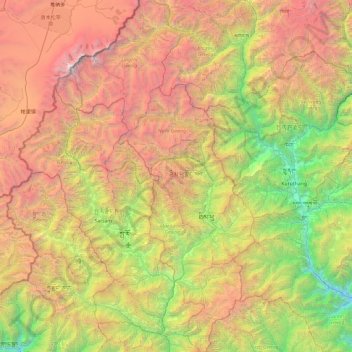 Thimphu District topographic map, elevation, terrain