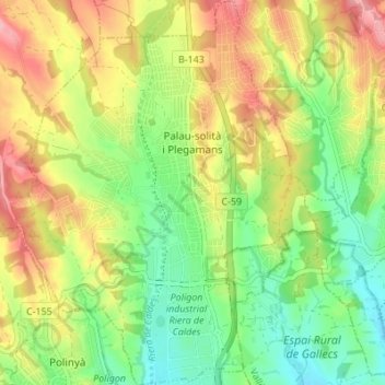 Palau-solità i Plegamans topographic map, elevation, terrain