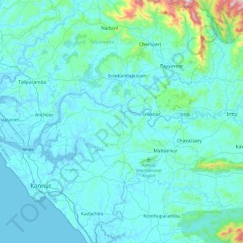 Valapattanam topographic map, elevation, terrain