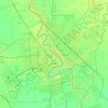 Bagdad topographic map, elevation, terrain