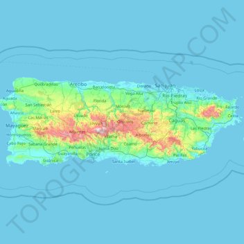 Porto Rico topographic map, elevation, terrain