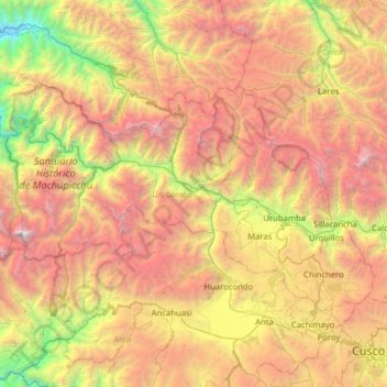 Provincia de Urubamba topographic map, elevation, terrain