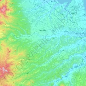 Towada topographic map, elevation, terrain