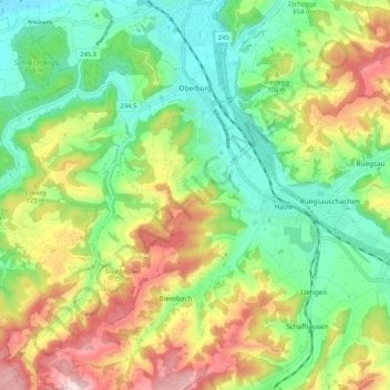 Oberburg topographic map, elevation, terrain
