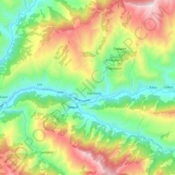 Kudari topographic map, elevation, terrain