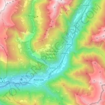 Grono topographic map, elevation, terrain