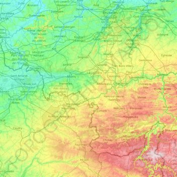 Hainaut topographic map, elevation, terrain