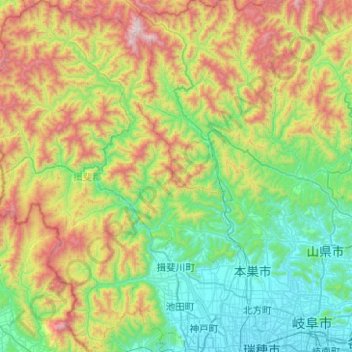 Ibigawa topographic map, elevation, terrain