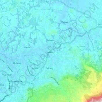 Bamenda III topographic map, elevation, terrain