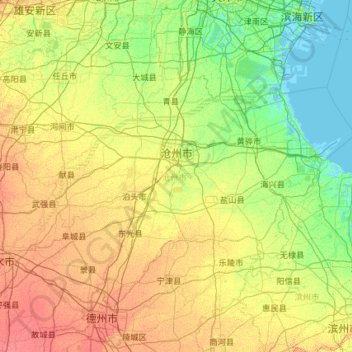 Cangzhou topographic map, elevation, terrain