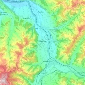 Lauperswil topographic map, elevation, terrain