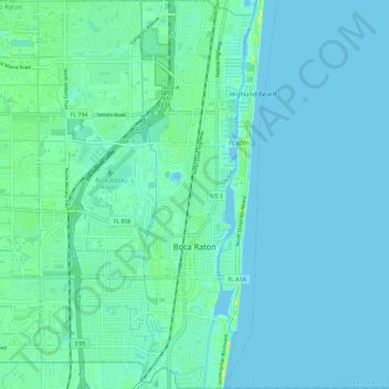 Boca Ratón topographic map, elevation, terrain