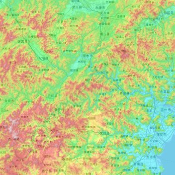 Lishui topographic map, elevation, terrain