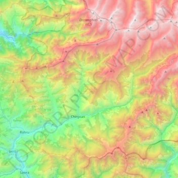 Chirgaon topographic map, elevation, terrain