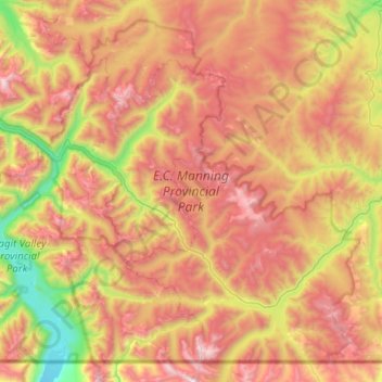 E.C. Manning Provincial Park topographic map, elevation, terrain