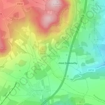 Dobkovičky topographic map, elevation, terrain