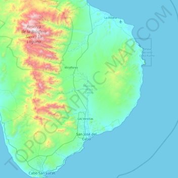 Los Cabos Municipality topographic map, elevation, terrain