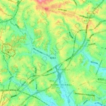Aoba Ward topographic map, elevation, terrain